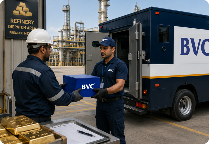 BVC armoured bullion transport vehicle and gold bars